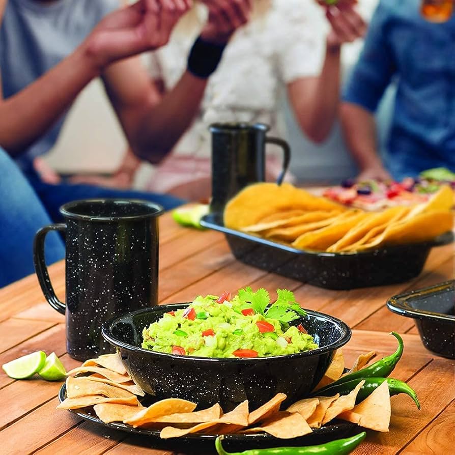 Amazon.co.jp: Cinsa 16点 クラシック エナメル キャンピング 皿 4人用